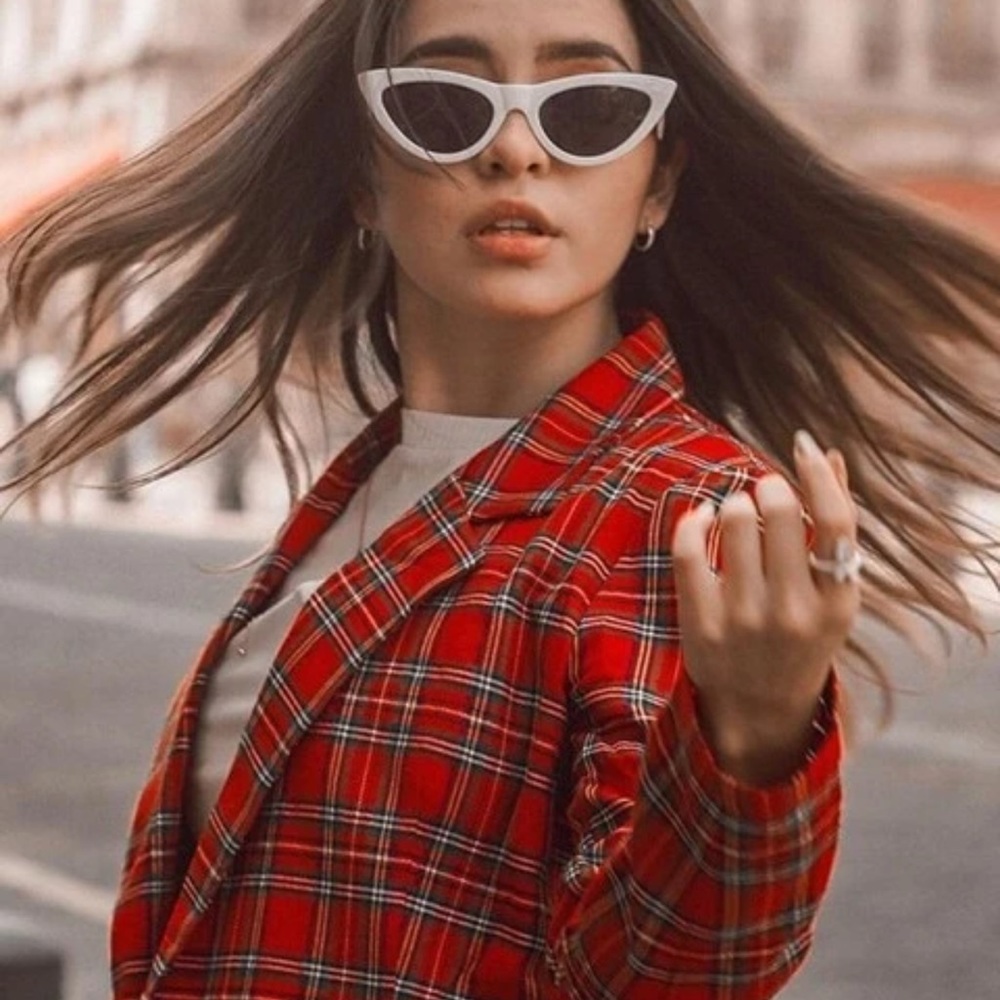 2 piece skirt set: Double Breasted Tartan plaid Blazer & mini Skirt red - Picture 4 of 11